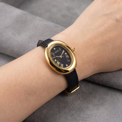 MONTRE IEKE GOLD CEINTURE NOIRE