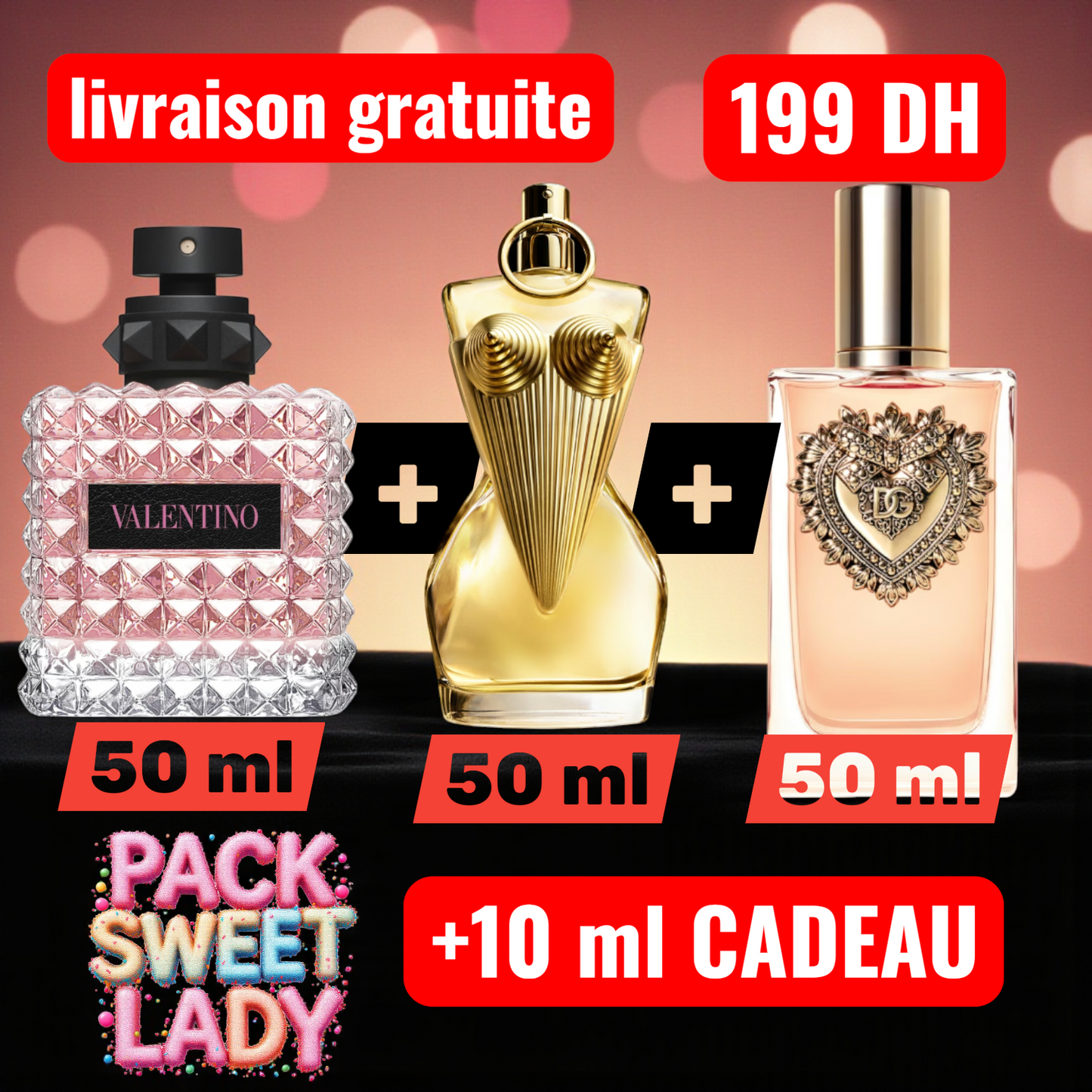 PACK SWEET LADY 50ML X 3 +10 MLCADEAU